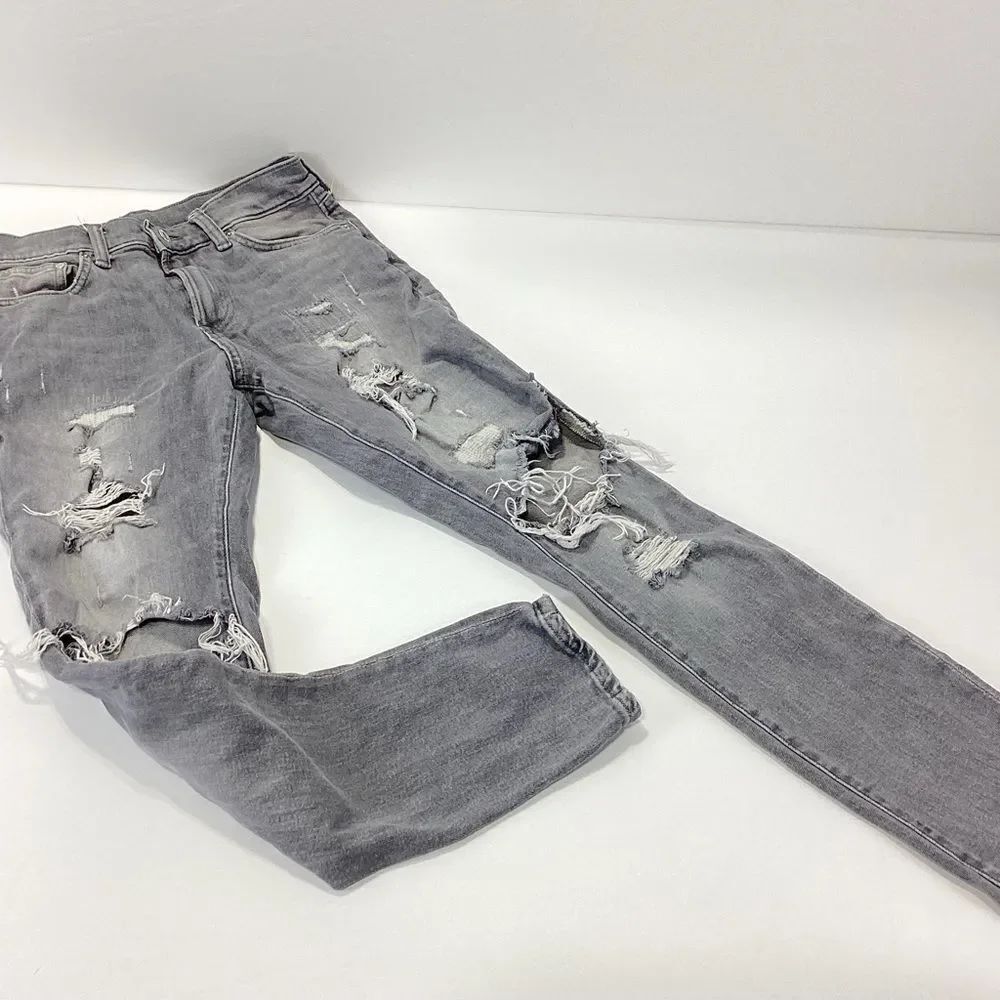 H&M Men’s Jeans Skinny Fit Coupe Moulante Grey Distressed 29